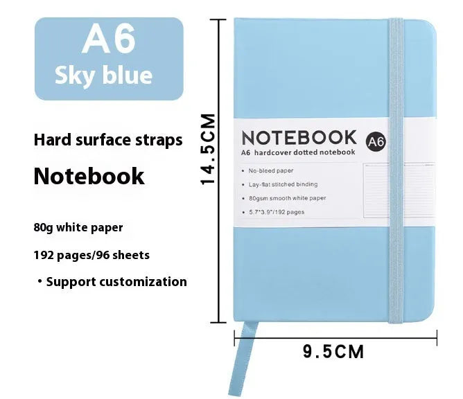 A5 skin feeling PU leather diary with strap closure and horizontal line pages in marble black colour
