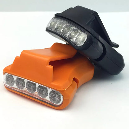 5LED Cap Lamp attached to a cap for hands-free outdoor lighting