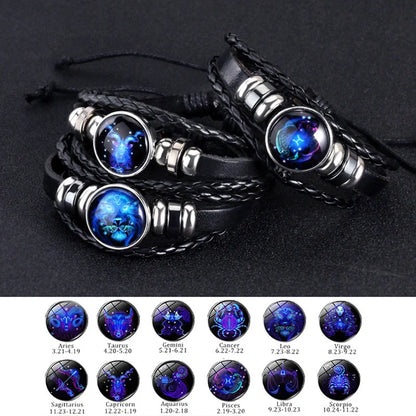 Luminous zodiac bracelet with glow-in-the-dark astrological symbols for stylish nightlight fashion