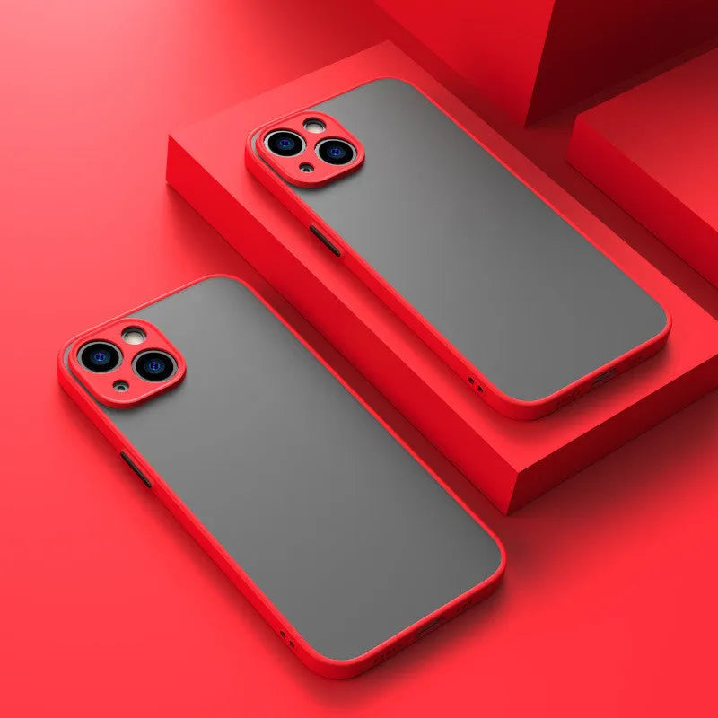 Fine hole skin-sensing iPhone case with frosted hard back and full lens anti-fall protection in dark night green colour