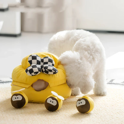 25cm circular dog toy with honey digging pattern and sound bees for food hiding educational play