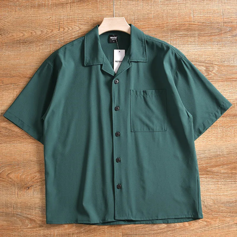 Men's lightweight pure cotton short sleeve shirt in loose Japanese style