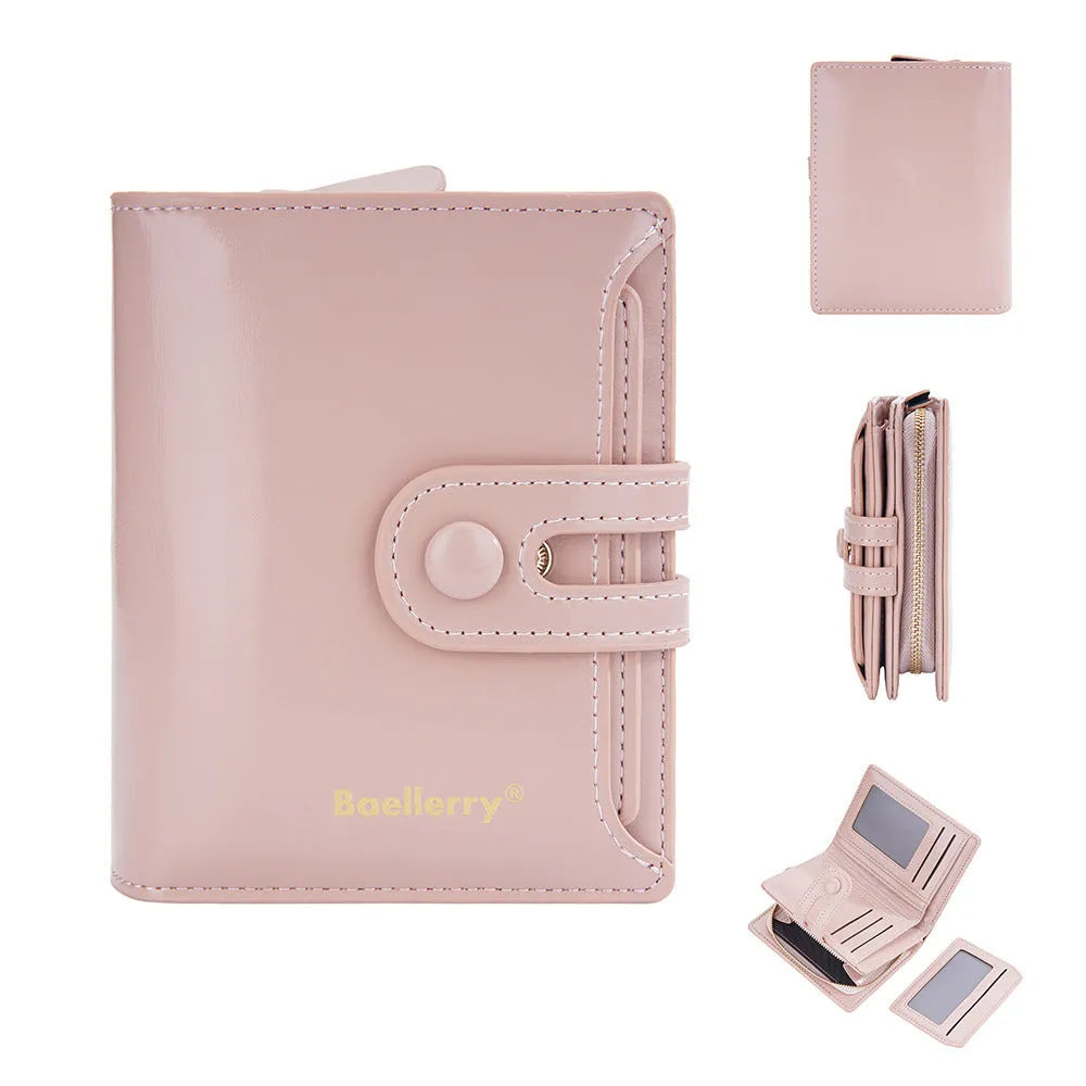 Women's PU leather card holder wallet in multiple colours showing compact design with card slots