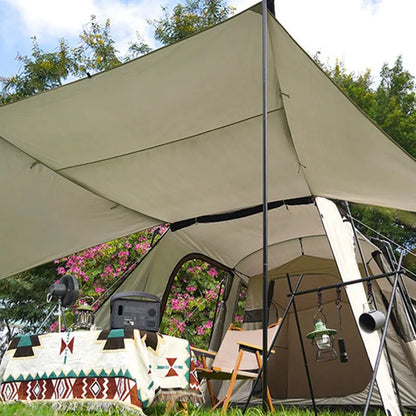 Large tunnel tent 480x260x200cm, blue jade or ivory, with 150D oxford PU 3000mm waterproof shell and bedroom.