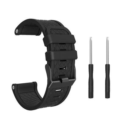 Black silicone watch strap with stainless steel fittings for Jiaming 26mm watch cases