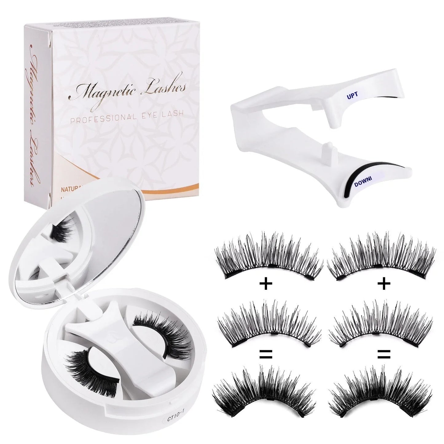 Magnetic false eyelashes with integrated soap holder compartment, portable cosmetic organiser