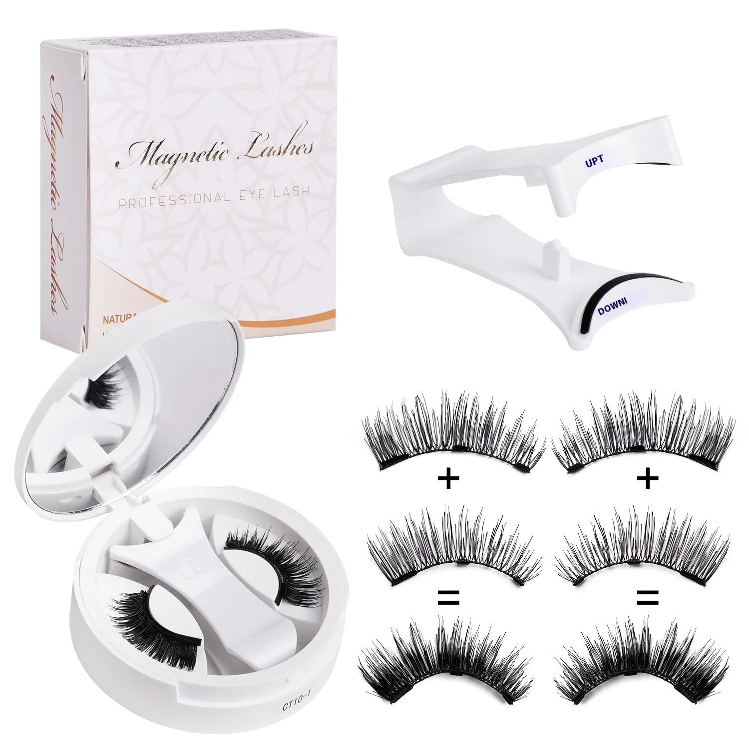 Magnetic false eyelashes with integrated soap holder compartment, portable cosmetic organiser