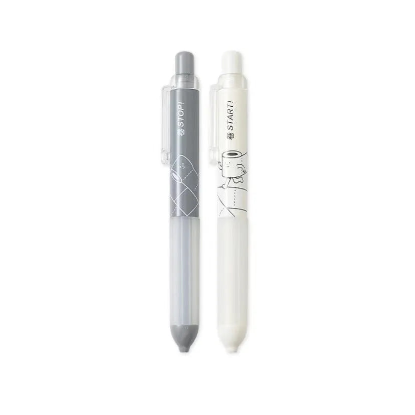 Black and white automatic pencils showing 0.5mm lead tip with minimalist plastic barrel design