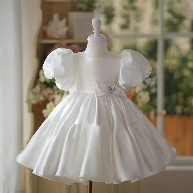 Little girl piano performance costume in acetate fibre fabric with height sizing options
