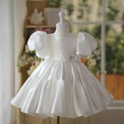Little girl piano performance costume in acetate fibre fabric with height sizing options