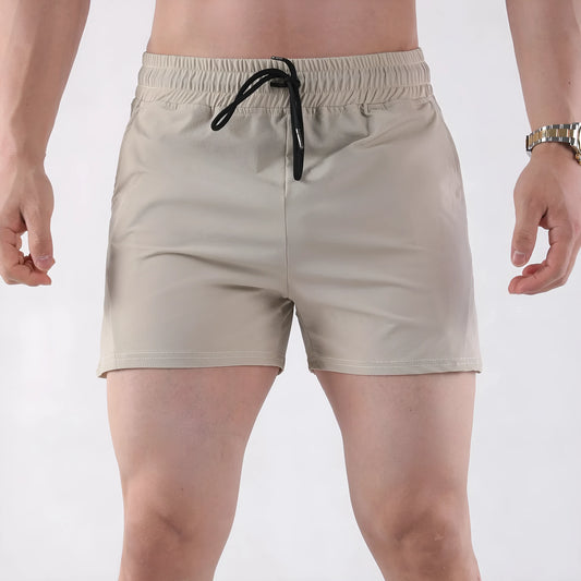 Men's grey polyester basketball shorts with elastic waistband for summer sports wear