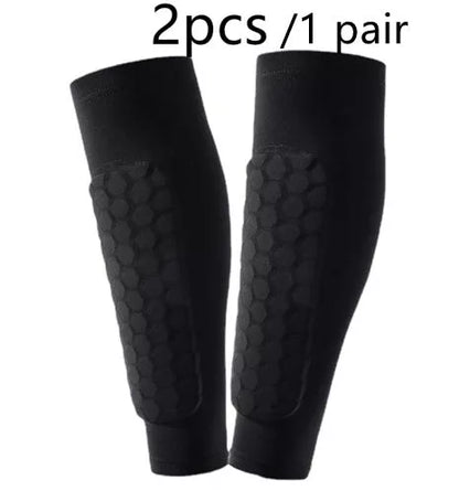 Men's anti-collision non-slip honeycomb shank protection foot sock in black, blue, and white