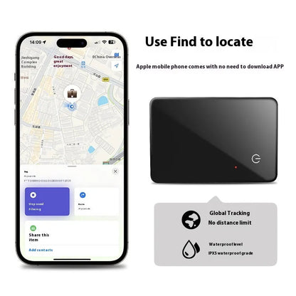 Black pet tracking device with wireless charging and NFC connectivity measuring 85mm