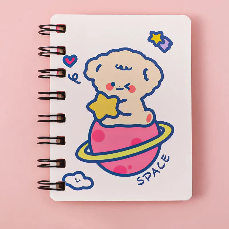 Astronaut Flipped Portable Pocket Notebook showing 10.5cm x 8cm dimensions with space character cover design