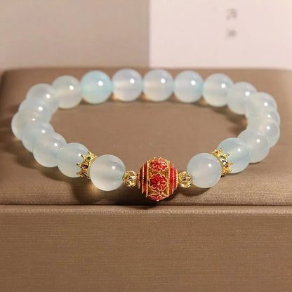 Blue agate and colourful crystal bead bracelet in Japanese Korean style for women