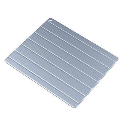 A modern simple style aluminium quick defrosting plate for household kitchen use.