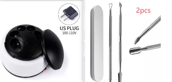 White steam nail polish remover with power cord and adapter, compact design