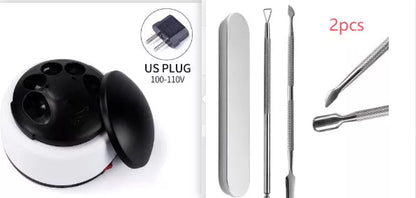 White steam nail polish remover with power cord and adapter, compact design