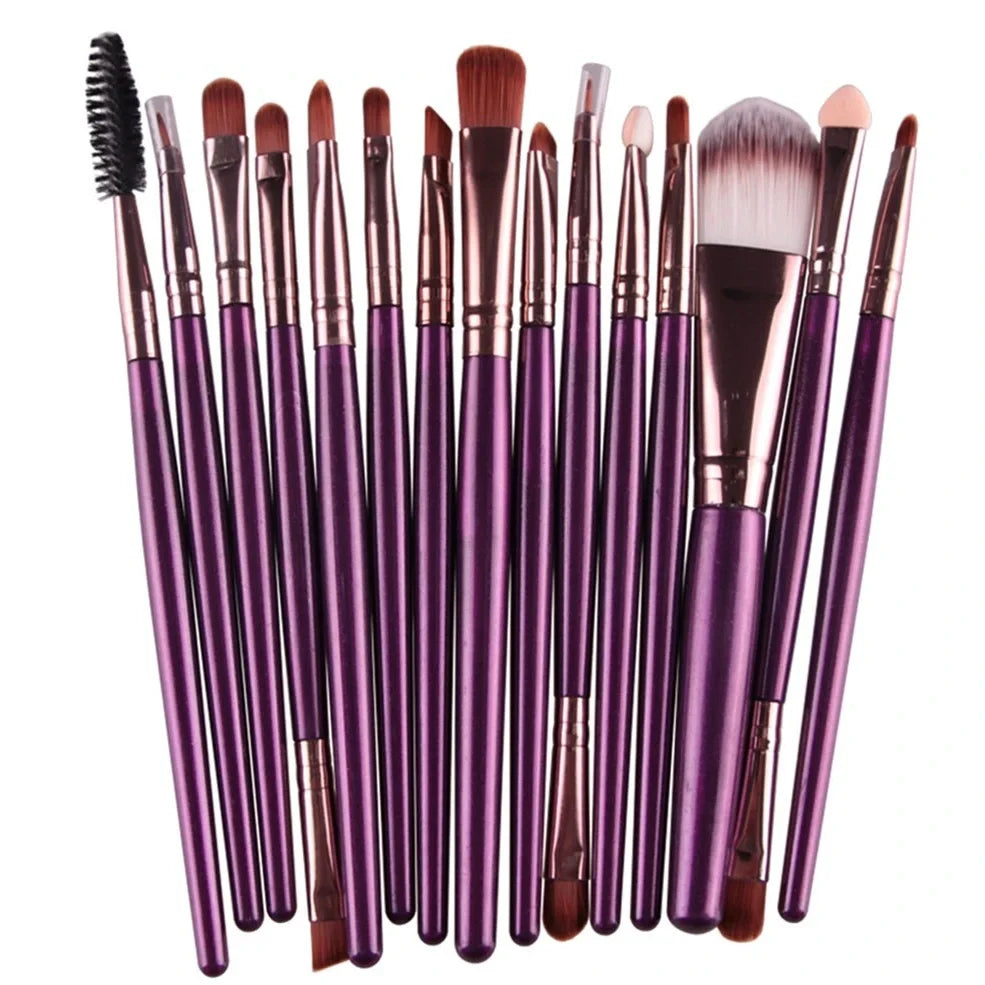 MAANGE 18-piece makeup brush set with fan-shaped tools and various brush heads