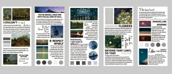Paper sticker book with 60x120mm landscape painting designs in eight colour options