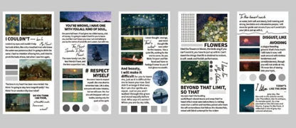 Paper sticker book with 60x120mm landscape painting designs in eight colour options