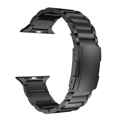 Titanium alloy replacement watch strap for Apple Watch, 204mm, folding buckle, black or silver