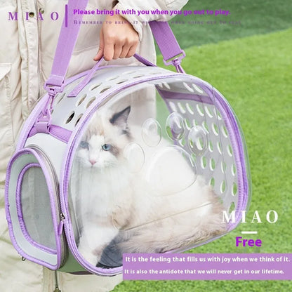 Transparent EVA hard-shell cat backpack carrier in large 42cm size for pets up to 9kg