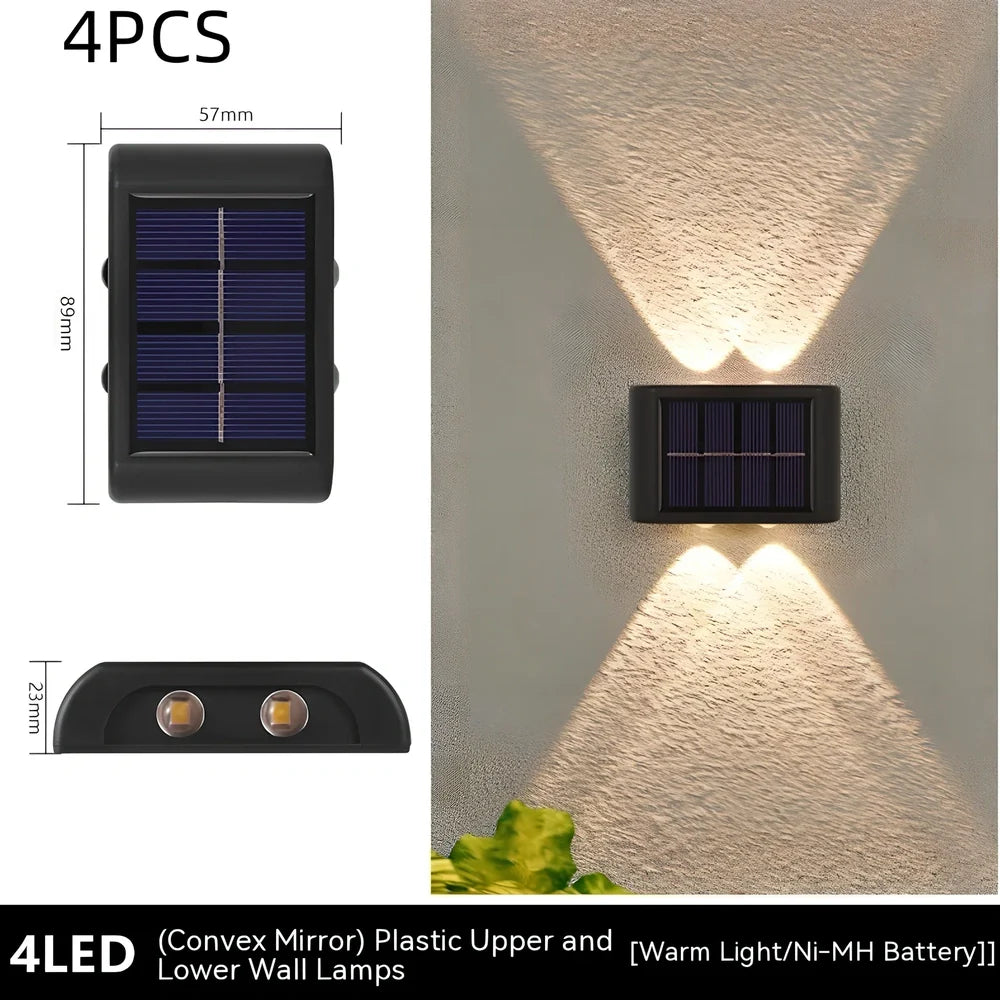 Flower-shaped solar wall lamp with 4 LED bulbs for outdoor garden lighting
