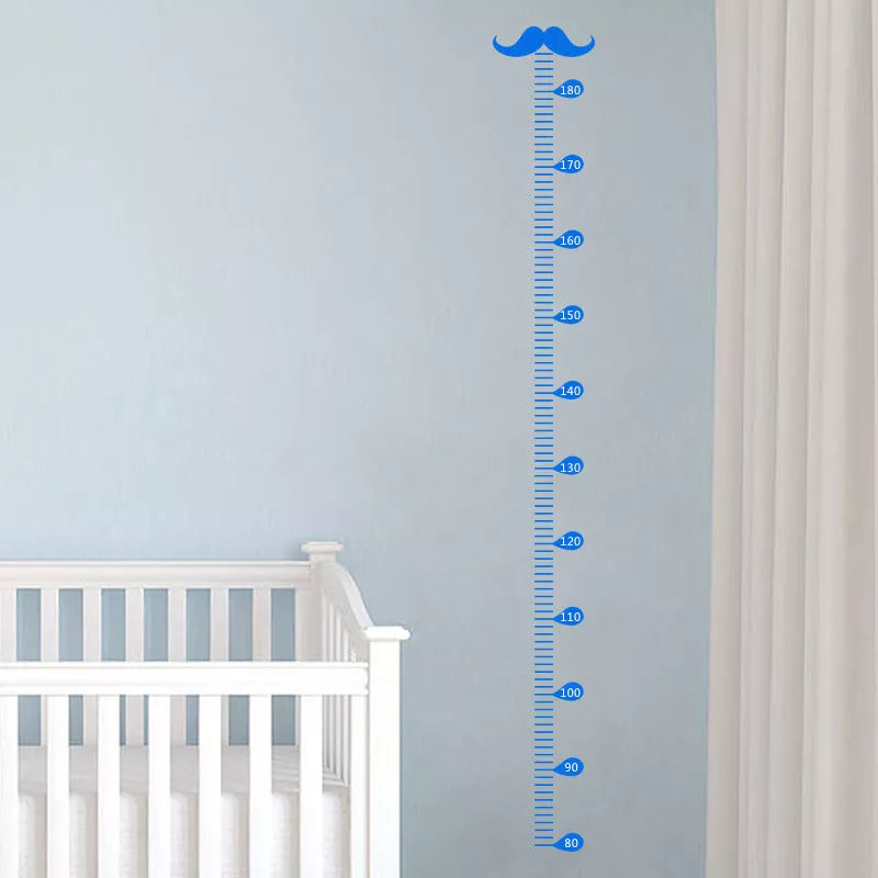 Black children's beard height measurement wall sticker, 57x12cm, modern design