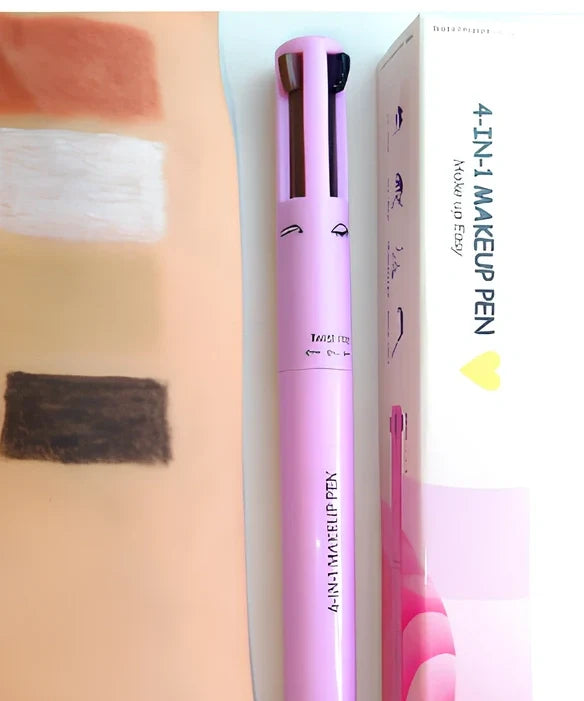 Four-in-one eyebrow pencil showing four colour options in 15cm compact refillable design