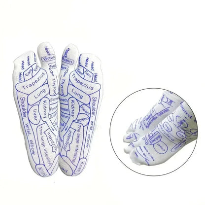 Acupressure foot massager socks with reflexology charts for targeted relief