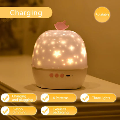 Projection lamp showing constellation pattern with Bluetooth speaker and remote control