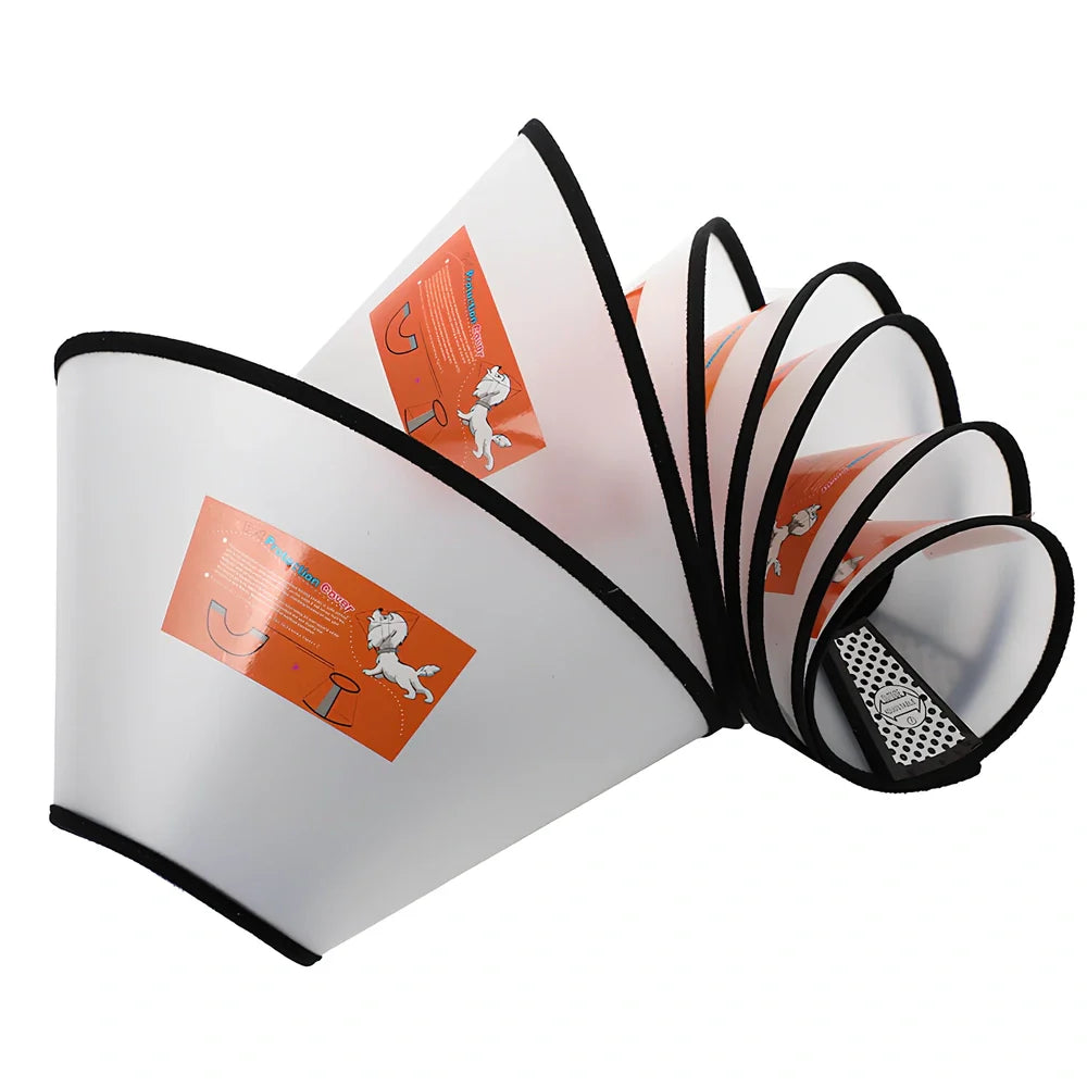 Orange Brebo anti-eating dog collar with Chinese styling and adjustable sizing from 13-42cm circumference