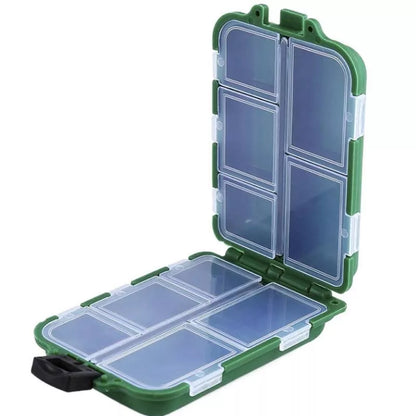 Spot Lure Fishing Gear Box in green, compact PVC tackle storage for anglers