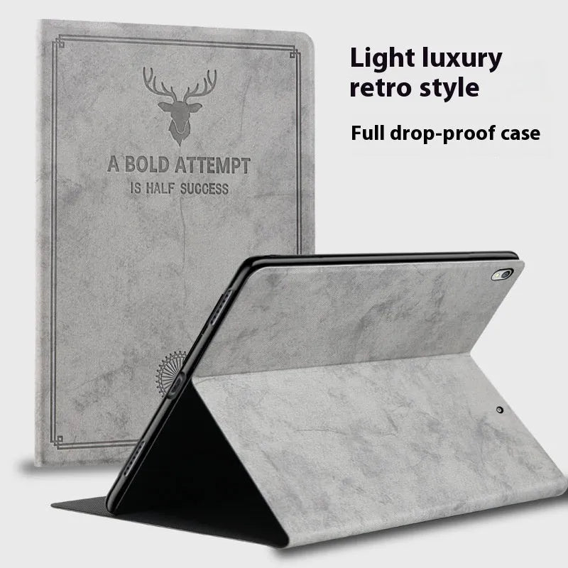 iPad protective case with soft TPU leather shell in clamshell design showing front and back coverage