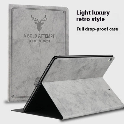 iPad protective case with soft TPU leather shell in clamshell design showing front and back coverage