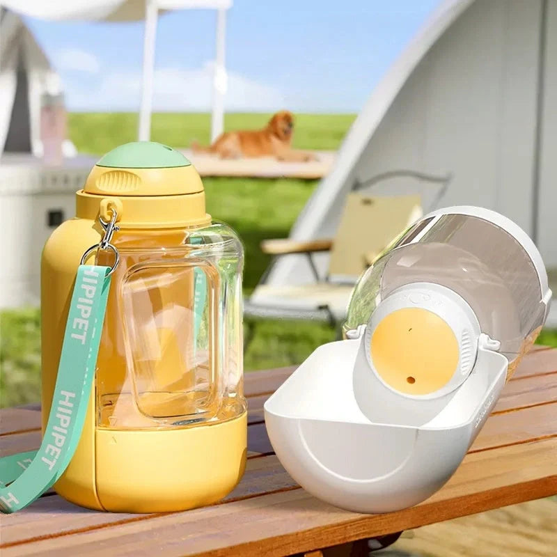 Hhomeenjoy Portable 2-in-1 Dog and Cat Water Bowl with Food Container