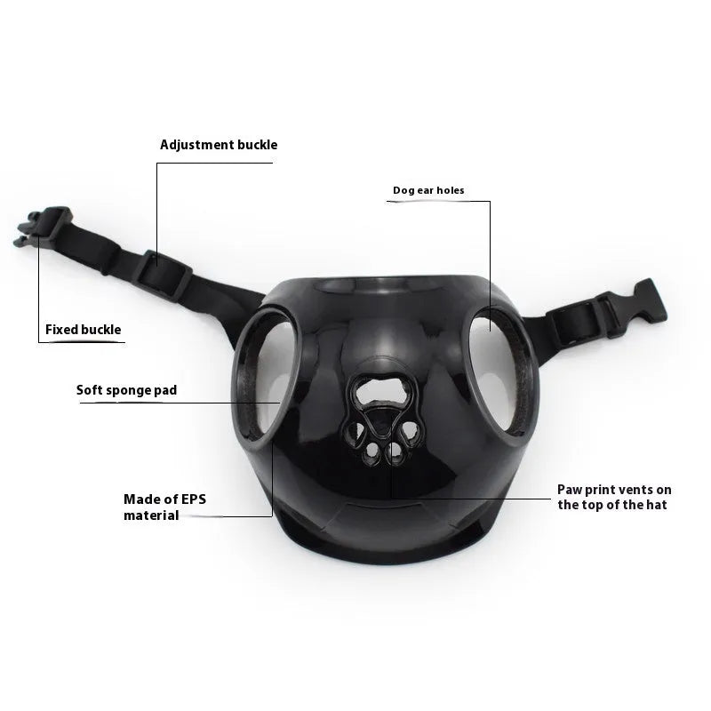 PET plastic cycling helmet for small and medium sized dogs in black, white, or pink colours
