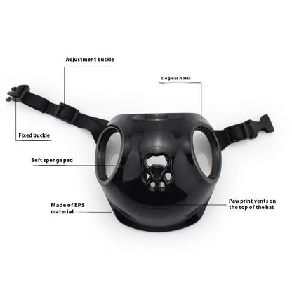 PET plastic cycling helmet for small and medium sized dogs in black, white, or pink colours