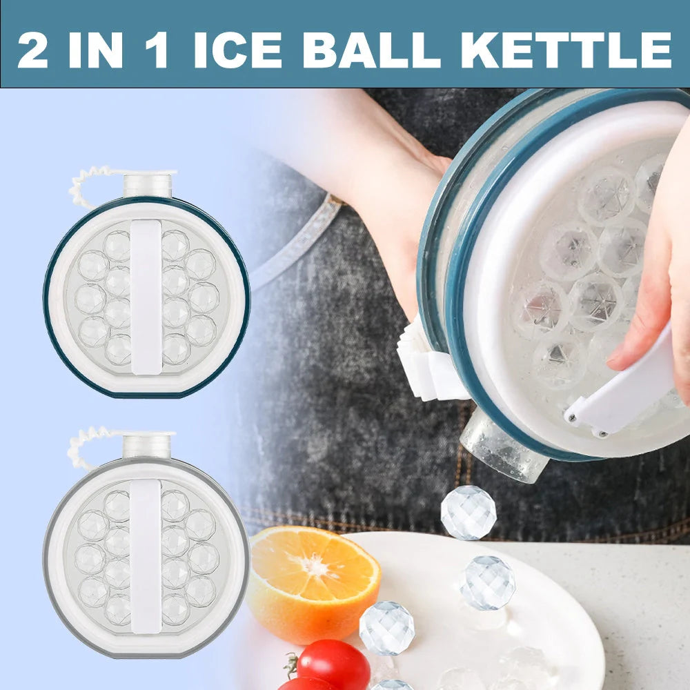 2-in-1 Portable Ice Bottle and Cold Kettle in light gray and blue colors