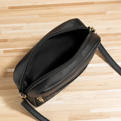 Large-capacity PU crossbody bag with diamond mesh, stitching, horizontal square shape, in white, black or pink