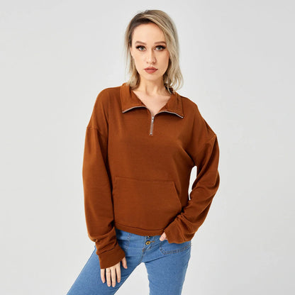 Cozy women's pullover sweatshirt in various colors for stylish and comfortable casual wear.