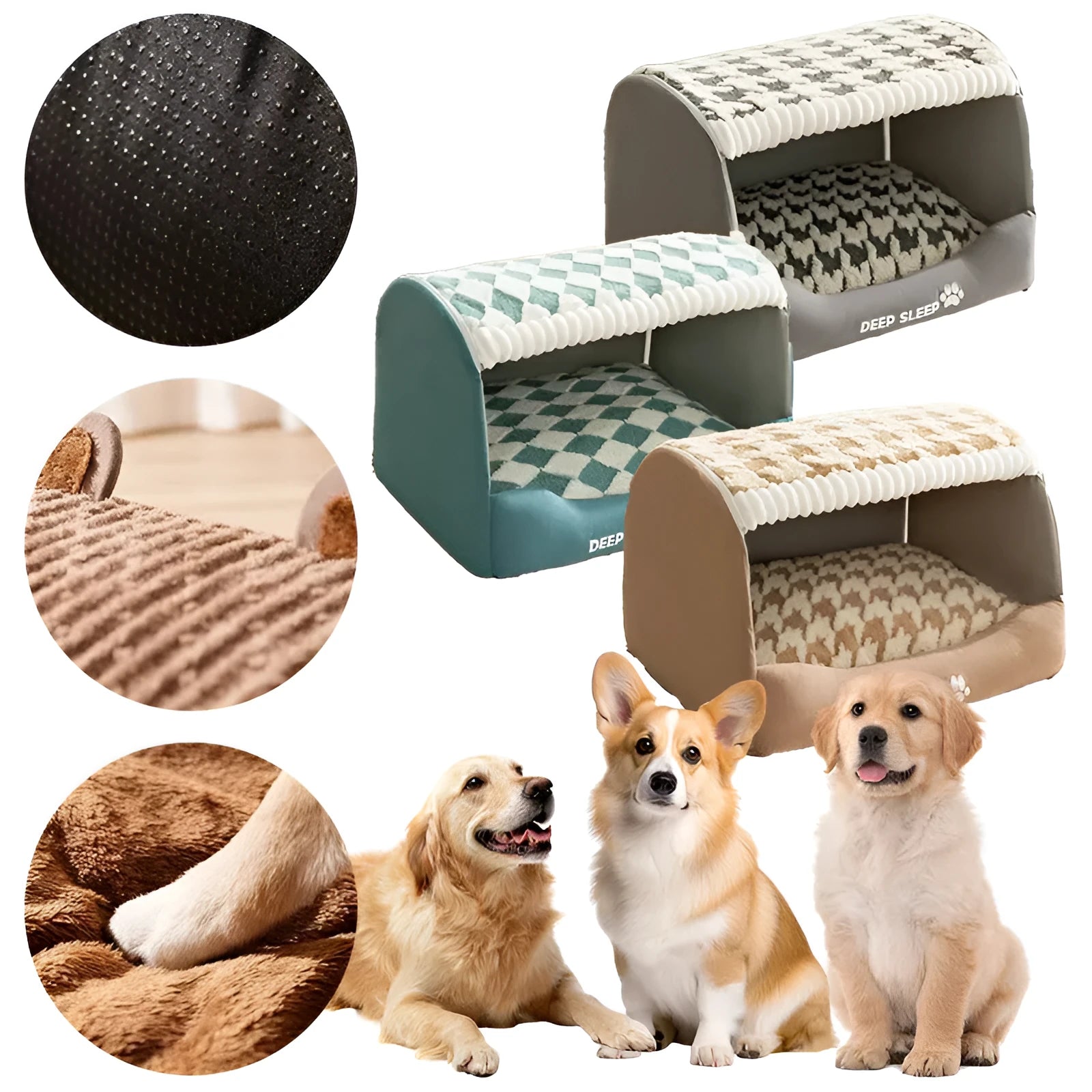 Small dog curved room kennel with three-dimensional bear design and enclosed cave structure