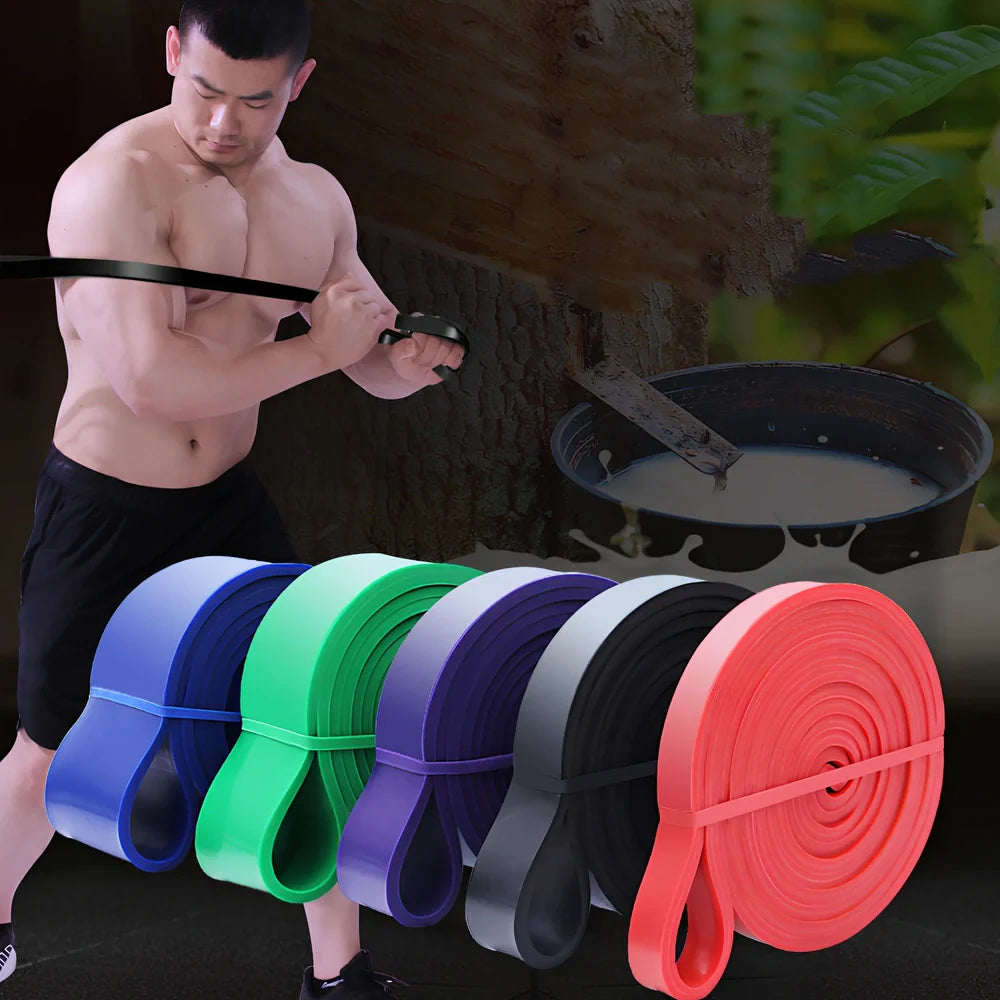 Plastic resistance band showing 2080mm length with width measurement indicators at 12mm, 20mm, 32mm, and 45mm points