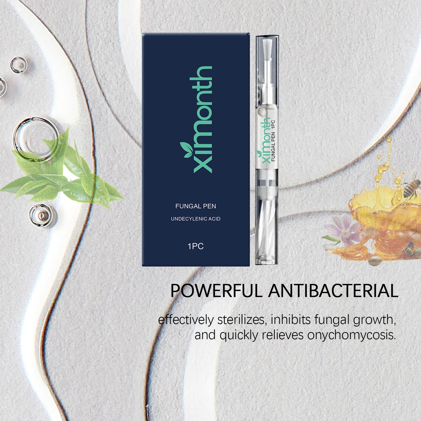 Repairing Antibacterial Nail Pen with tea tree oil, honey and clove leaves formula to strengthen and protect nails from fungal infections and damage
