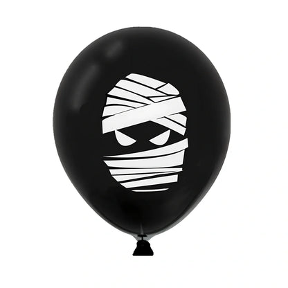 Halloween balloon decoration set with 10 printed latex balloons showing ghost and skeleton designs