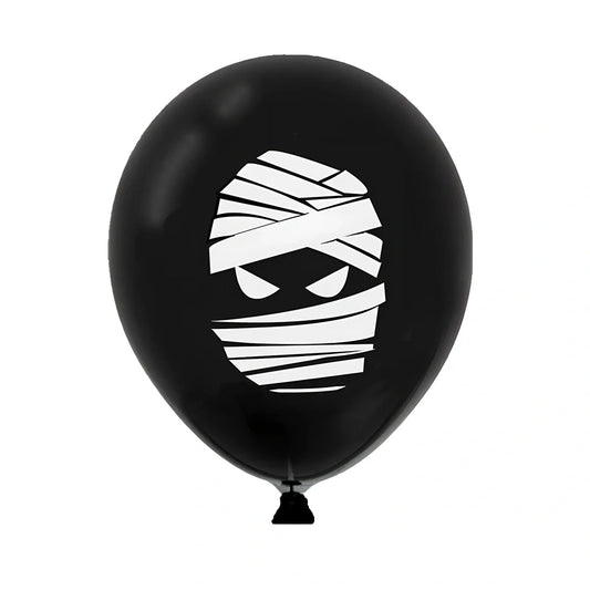 Halloween balloon decoration set with 10 printed latex balloons showing ghost and skeleton designs