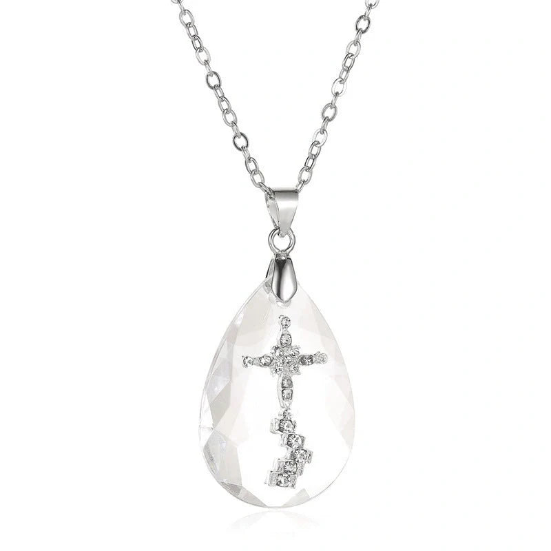 Chic drop pendant necklace made of premium electroplated alloy with a delicate cross-chain design, perfect for elevating any outfit