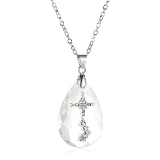 Chic drop pendant necklace made of premium electroplated alloy with a delicate cross-chain design, perfect for elevating any outfit