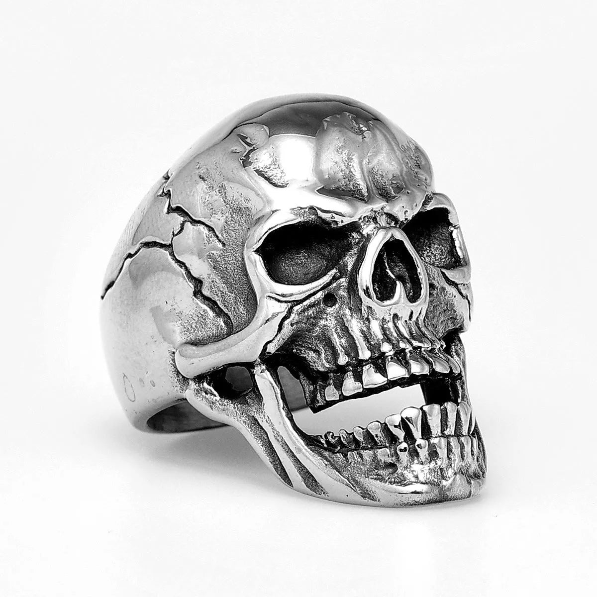 Halloween Punk Skull Ring in stainless steel with detailed skull design